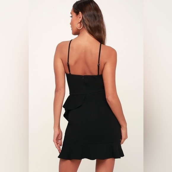 Lulus Great Things Ruffled Bodycon Dress BLACK Sz. Medium - Picture 2 of 15